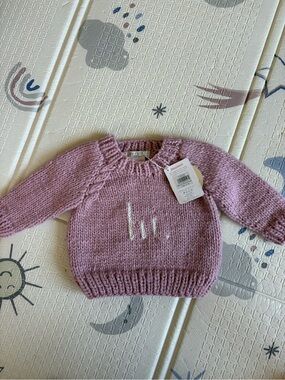 Soft Pink Knit 'hi' Sweater - Cozy Pullover